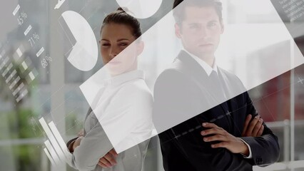 Poster - Animation of data processing over caucasian business people with arms crossed