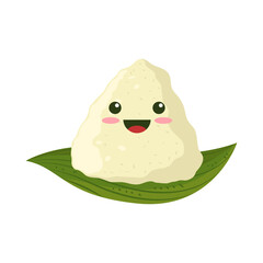 Wall Mural - cute zongzi on leaf