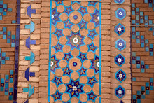 Ancient Tiles Of Blue Ceramic Decorate The Walls Of The Sufi Shrine Of Khwaja Abdulla Ansari, At Gazargah, Outside Of Herat