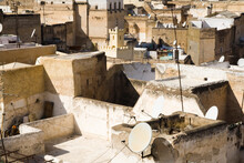 Modern Television Satellite Dishes Dot The Roofs Of The Medieval City Of Fes El-Bali, Morocco.