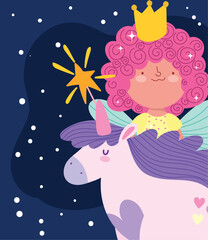 Canvas Print - fairy cute and unicorn