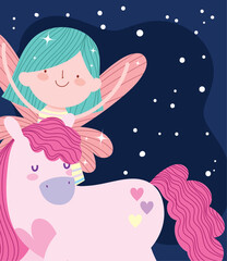 Wall Mural - fairy cute and unicorn