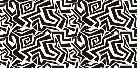 Poster - Graffiti corner labyrinths, black graffiti abstract pattern. Seamless vector pattern for surface prints, packaging, notebooks, wallpapers, textiles, pillows, cups, and other interiors.