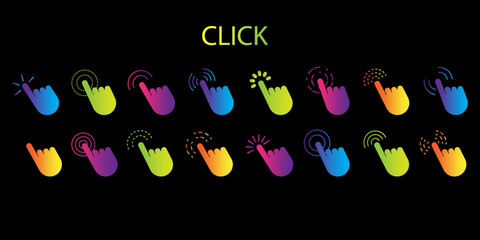 Poster - Colored cursors fingers set. Computer design. Vector illustration.