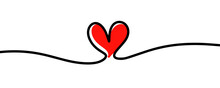 Heart Line Art Banner Background Design Vector. 