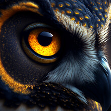 Closeup Of A Yellow Owl Eye Generative AI