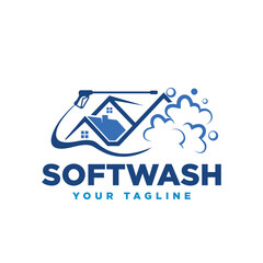 Vector graphic of pressure power wash, soft wash spray logo design template.