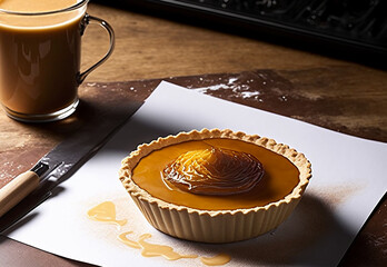 Wall Mural - A caramel tart on paper