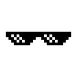 Fototapeta Dziecięca - Funny Black Pixelated Sunglasses. Simple Linear Illustration of 8-bit Pixel Boss Glasses. Art Style Trend Modern Logotype Graphic - Isolated on White Backdrop