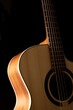 © Bonn - Classic Acoustic GA guitar with Satin Finished close up, dramatically lit on a black background with copy space