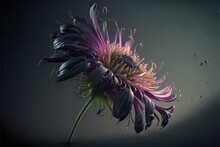  A Purple Flower With Water Droplets On It's Petals And A Dark Background With A Drop Of Water On The Petals And A Black Background With A Black Background With A White Border And.