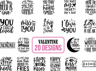 Valentine quote bundle vector, valentine love text, husband love, wife quote, i love you, bundle design, xoxoxo, love is in the air, you are loved, holiday, forever