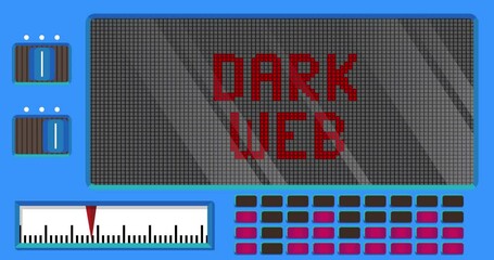 Poster - Dark Web text on a Digital Led Panel. Announcement Message with Light Equipment.