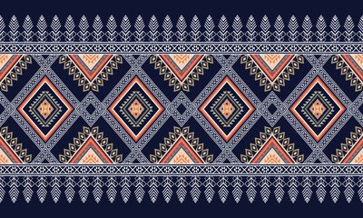 Abstract geometric ethnic pattern design for clothing, fabric, background, wallpaper, wrapping, batik. Knitwear, Pixel pattern, Embroidery style. Vector illustration