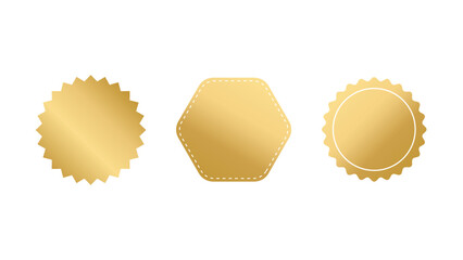 set of gold starburst. gold blank promo stickers. sunburst badges, labels, sale tags. design element