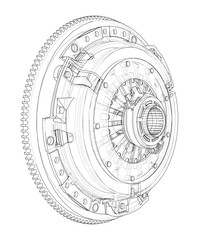 Aufkleber - Sketch of clutch basket for the car. Vector