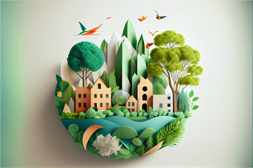 Wall Mural - Ecology and environmental conservation, creative concept Eco friendly city design