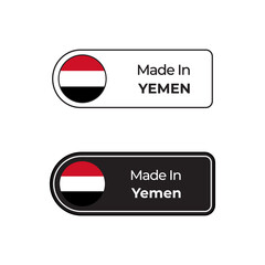 Wall Mural - Made in Yemen vector label with Yemen flag in two different styles