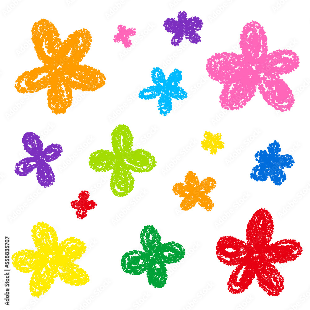 クレヨン素材の手描きの花 Stock Vector | Adobe Stock