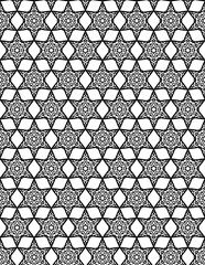 Wall Mural - Black and white seamless pattern for coloring book