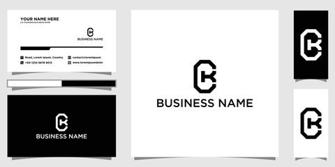 CK Logo Initial Monogram Negative Space Designs Modern with business card Templete