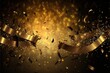 Leinwandbild Motiv Happy New Year Golden Background with Confetti