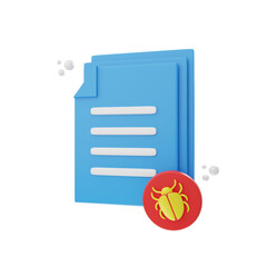 Poster - 3d rendering document bug icon object