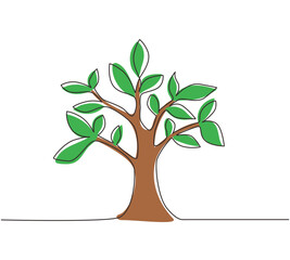 Poster - Single continuous line drawing growing sprout. Plant leaves seed grow soil seedling eco natural farm concept. Early seedlings grown from seeds. Ecology concept. One line draw graphic design vector
