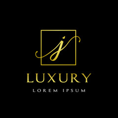 Wall Mural - Luxury J Letter vector template logo. This font with gold and beautiful design, suitable for jewelry, cosmetic and brand.