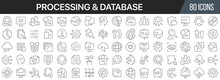 Processing And Database Line Icons Collection. Big UI Icon Set In A Flat Design. Thin Outline Icons Pack. Vector Illustration EPS10