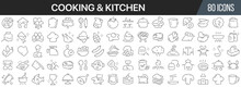 Cooking And Kitchen Line Icons Collection. Big UI Icon Set In A Flat Design. Thin Outline Icons Pack. Vector Illustration EPS10