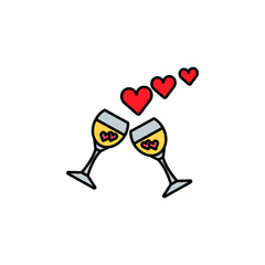 Poster - champagne line icon. Elements of valentines day illustration icons. Signs, symbols can be used for web, logo, mobile app, UI, UX on white background