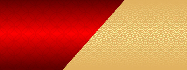 Chinese background vector, oriental banner design with gold red color with empty space, chinese new year traditional art template