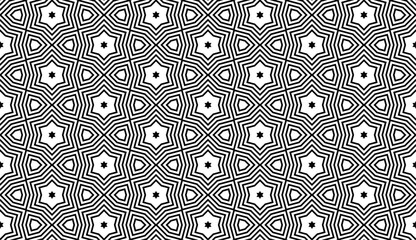 Wall Mural - Abstract geometric seamless pattern.Modern geometric background with Bold Lines.seamless Russian style black Geometric background.Tile seamless pattern. Black and white geometric background.