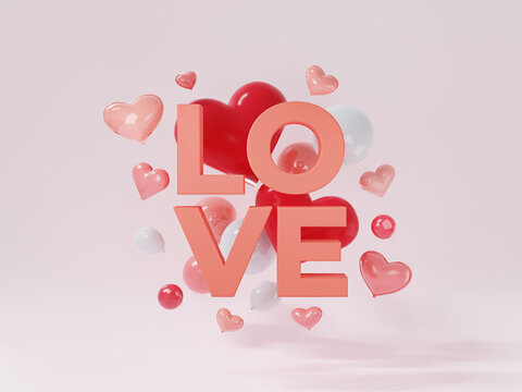 Valentines Day 3D Rendering Background design for greeting, wedding and backdrop.