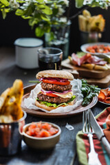 Poster - tasty burger on the table