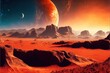 View of the red terrestrial planet. Generative AI