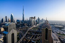 Dubai Sheikh Zayed Road And Burj Khalifa
