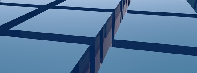 Poster - Blue abstract background in the form of cubes. Screensaver or decoration.