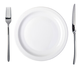 plate and cutlery on transparent background. png file