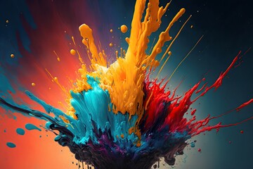 Wall Mural - illustration of acrylic colors and water ink. paint on a black background