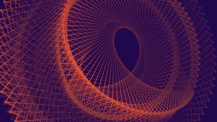 Fototapete - Loop animation of architectural twisted wire structure. 3d rendering 4K UHD