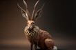 Jackalope, a mythical being from the United States, a mixture of a hare and antelope. Generative AI.