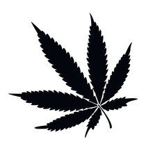 Black Marijuana Leaf Icon Isolated On White Background. Design Element.