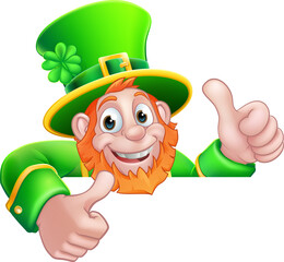 Poster - Leprechaun St Patricks Day Cartoon Thumbs Up Sign