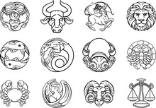 Horoscope Zodiac Astrology Star Signs Icon Set
