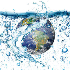 Wall Mural - Water scarcity concept on earth isolated on white background. Lack of water in the world. Earth day or World Water Day concept. Elements of this image furnished by NASA.