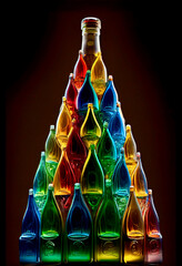 Wall Mural - Generative AI abstract render of a Christmas tree made of bottles