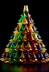 Wall Mural - Generative AI abstract render of a Christmas tree made of bottles