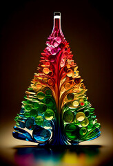 Wall Mural - Generative AI abstract render of a Christmas tree made of bottles